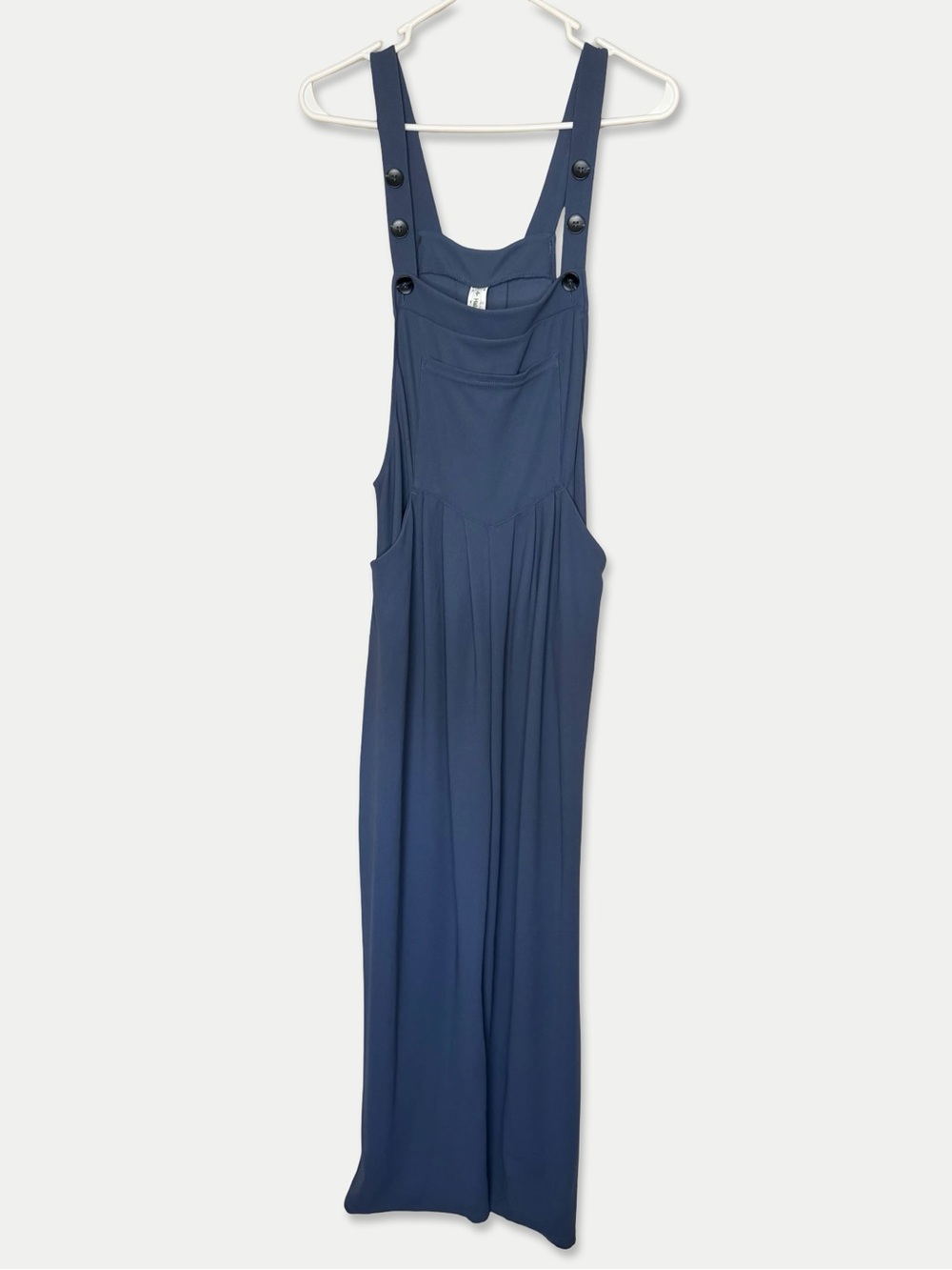 Halara NWOT Wide Leg Overall Jumpsuit Blue Medium Pockets